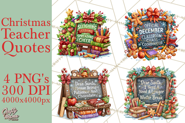 Christmas Teacher Chalkboard Quote PNG
