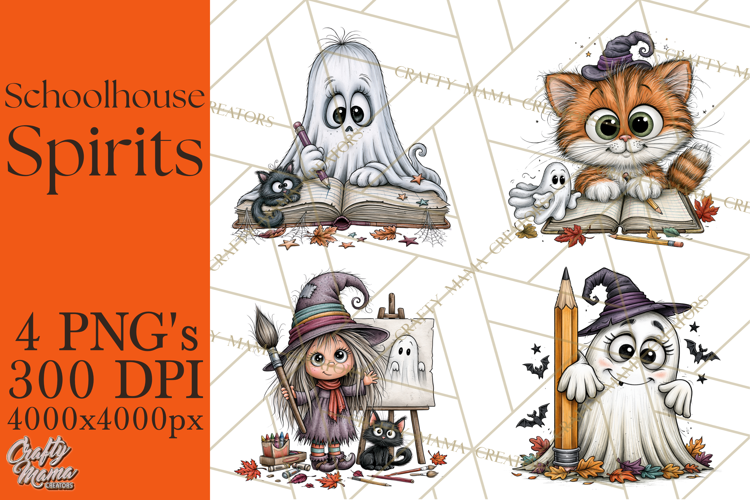 Schoolhouse Spirits, Halloween School Clipart PNG