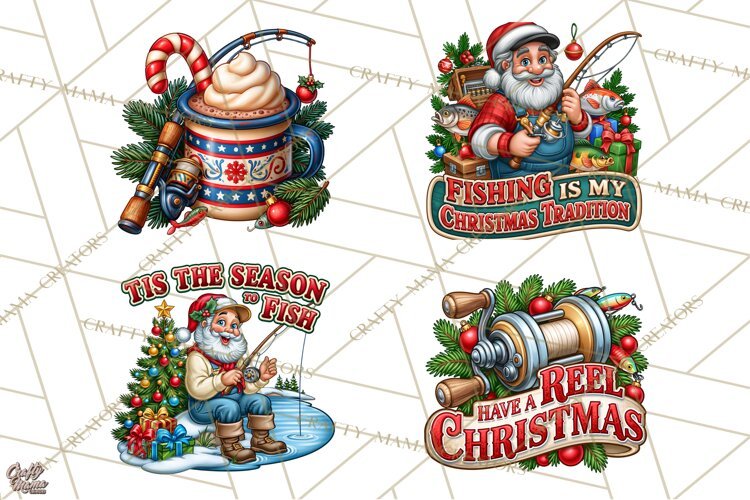 Christmas Fishing Clipart PNG example image 1