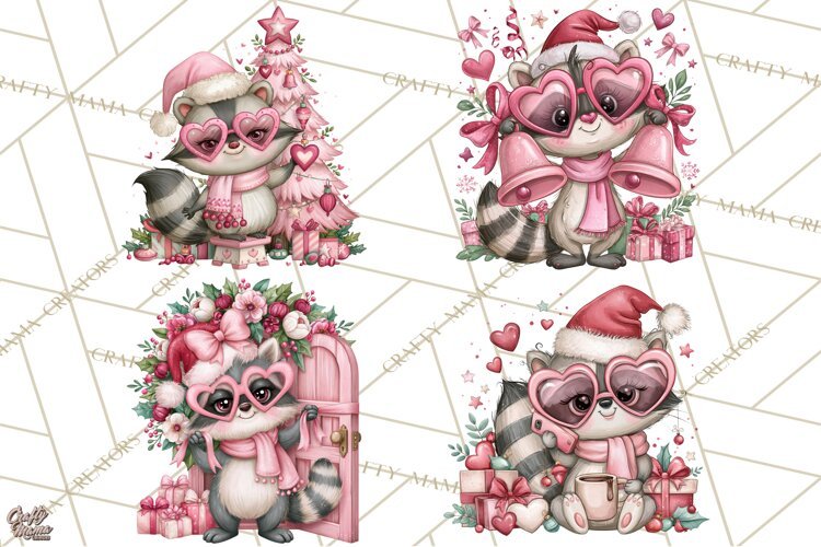 Funny Christmas Raccoon Clipart, Sassy Holiday PNG Design example image 1
