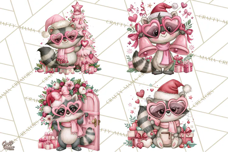Funny Christmas Raccoon Clipart, Sassy Holiday PNG Design