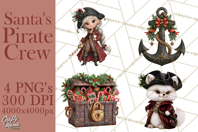 Christmas Pirate Crew Clipart PNG
