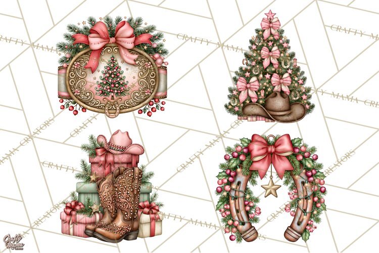 Western Wintertide Christmas Clipart PNG Files example image 1