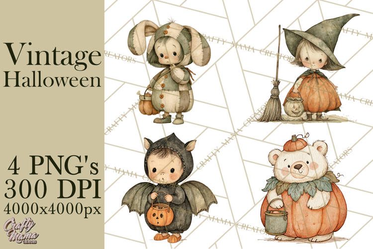 Retro Halloween Characters PNG Clipart, Vintage Halloween