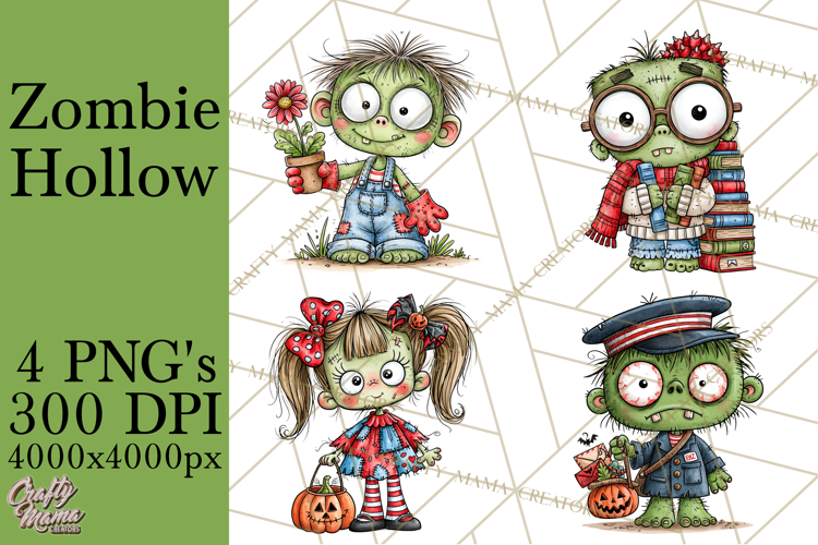 Zombie Hollow Cute Zombie Halloween Clipart PNG