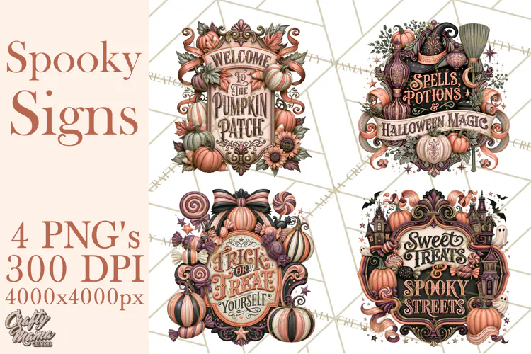 Retro Halloween Sign Clipart PNG