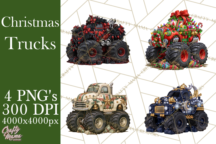 Christmas Monster Truck Clipart PNG