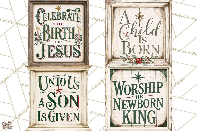 Christian Farmhouse Christmas Signs PNG example image 1