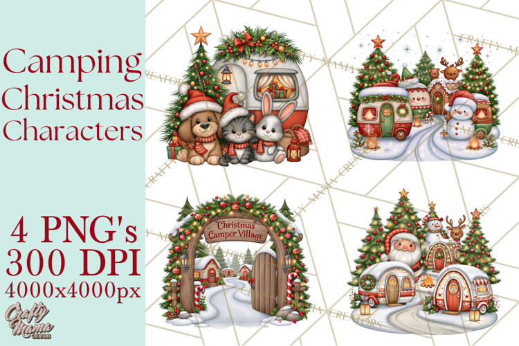 Christmas Camper Clipart PNG Whimsical Holiday