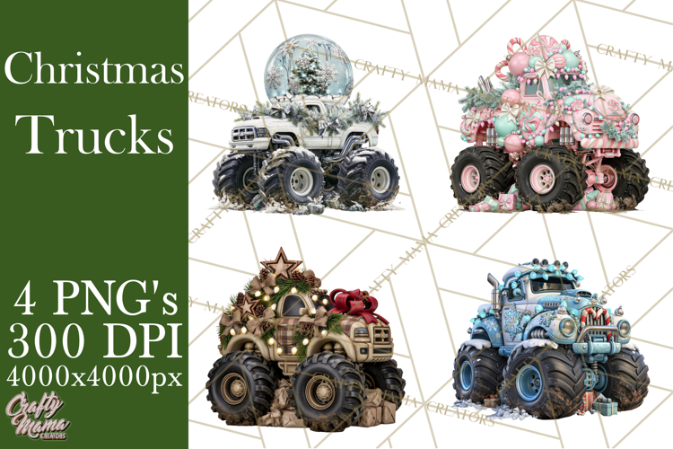 Christmas Monster Truck Clipart PNG