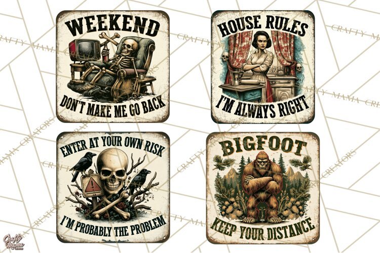 Dark Humor Vintage Metal Signs Clipart example image 1
