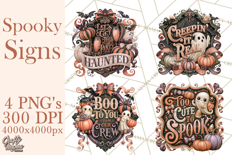 Retro Halloween Sign Clipart PNG example image 1