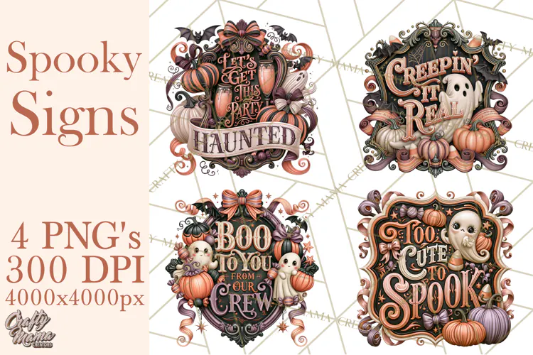 Retro Halloween Sign Clipart PNG