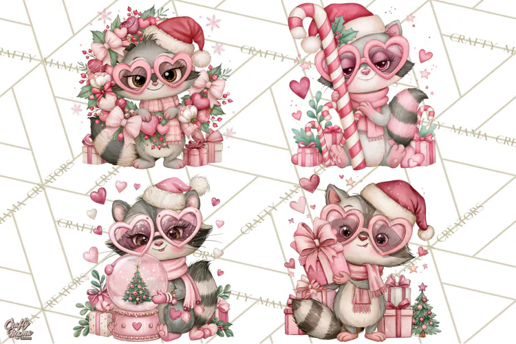 Funny Christmas Raccoon Clipart, Sassy Holiday PNG Design