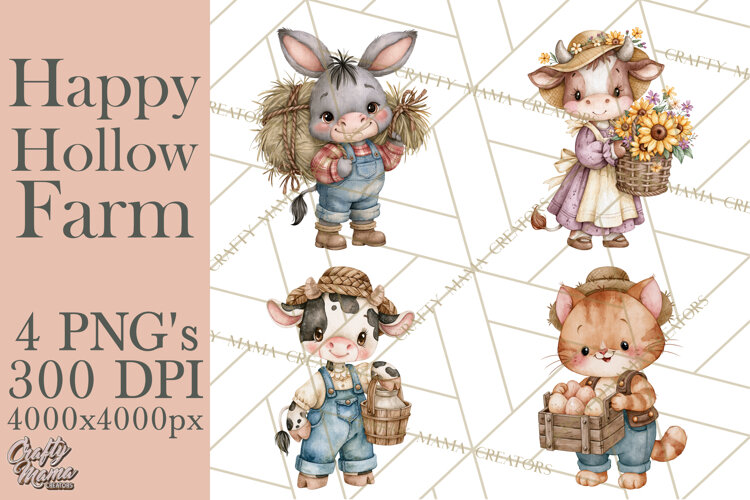Happy Hollow Farm Animal Clipart PNG example image 1
