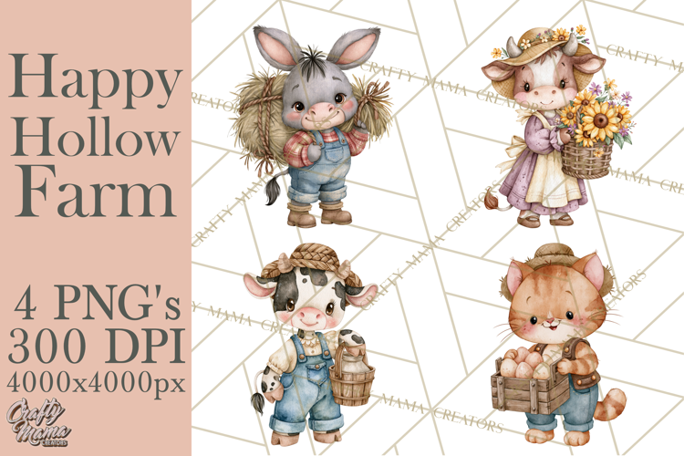 Happy Hollow Farm Animal Clipart PNG