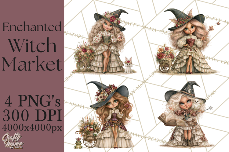 Enchanted Witch Market PNG Watercolor Clipart