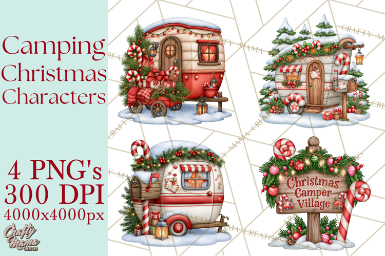 Christmas Camper Clipart PNG Whimsical Holiday