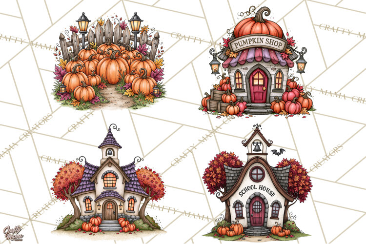 Monster Munchkins Halloween Buildings PNG example image 1