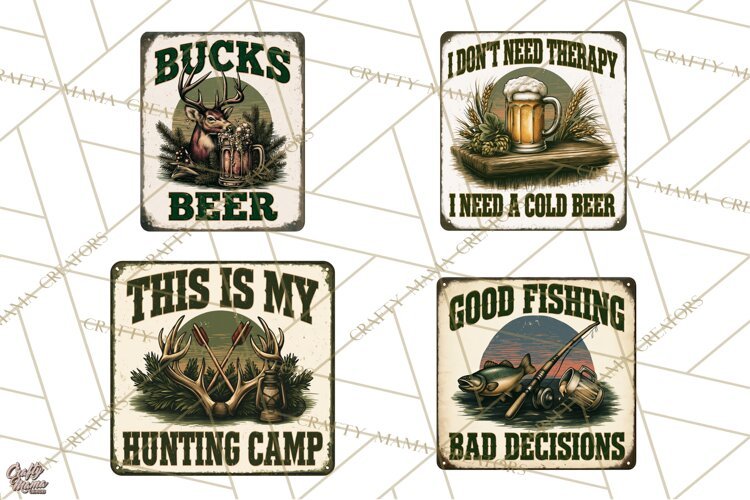 Vintage Man Cave Funny Clipart, Beer Png, Hunting, Bar Sign example image 1