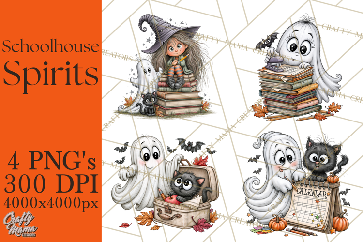 Schoolhouse Spirits, Halloween School Clipart PNG