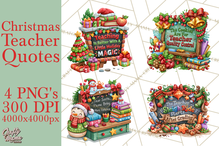 Christmas Teacher Chalkboard Quote PNG