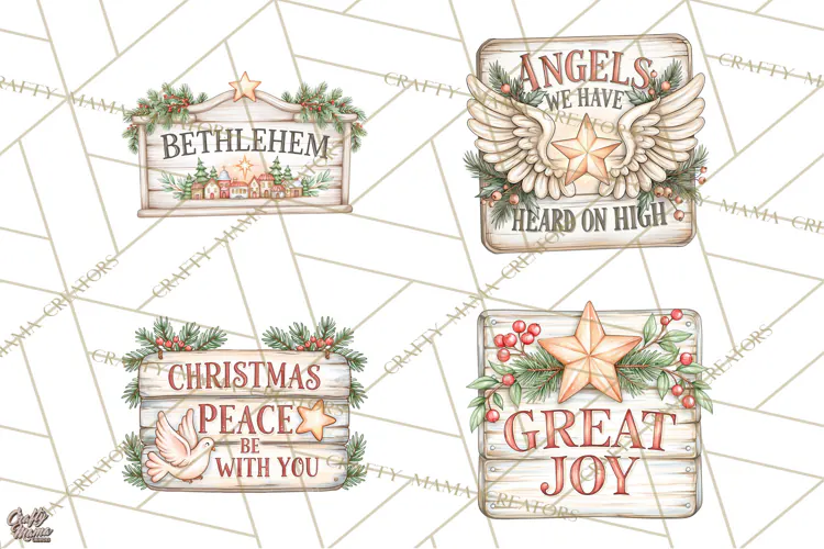 Religious Christmas Sign Clipart PNG | Nativity Designs