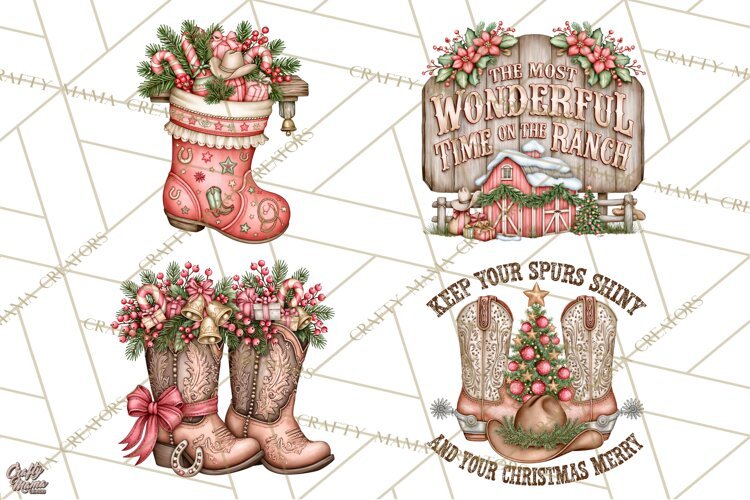 Western Wintertide Christmas Clipart PNG Files example image 1