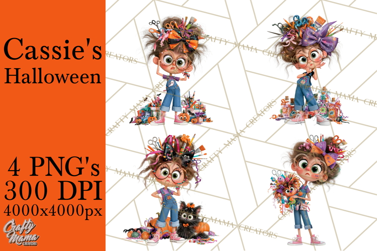 Cassie’s Halloween Cute Crafty Girl Clipart PNG