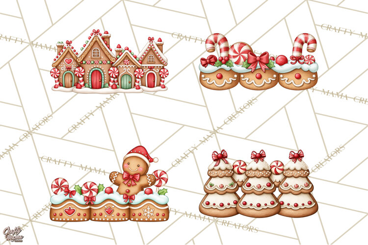 Downtown Gingerbread Town Christmas Frames PNG example image 1