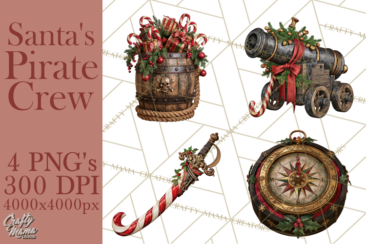 Christmas Pirate Crew Clipart PNG