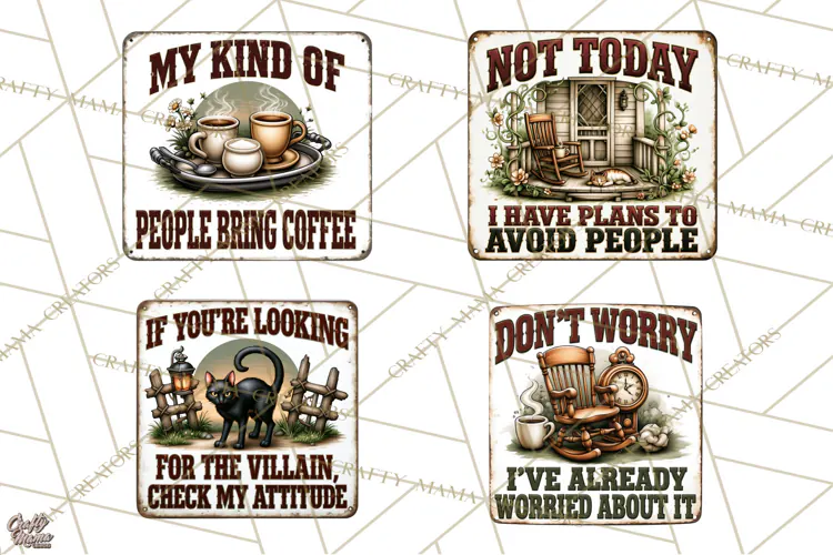 Rustic Sarcastic Quotes PNG | Vintage Funny Signs Clipart