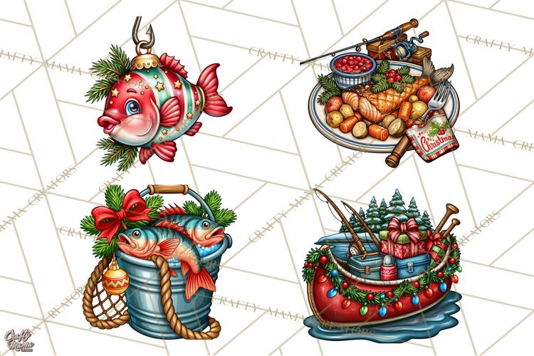 Christmas Fishing Clipart PNG example image 1