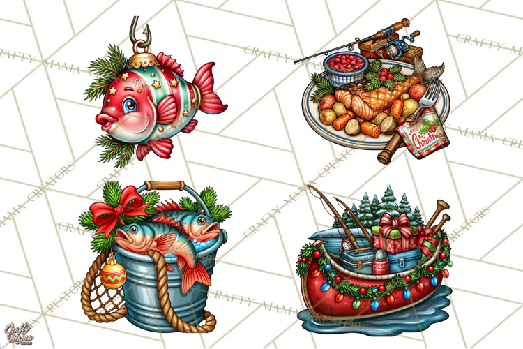 Christmas Fishing Clipart PNG