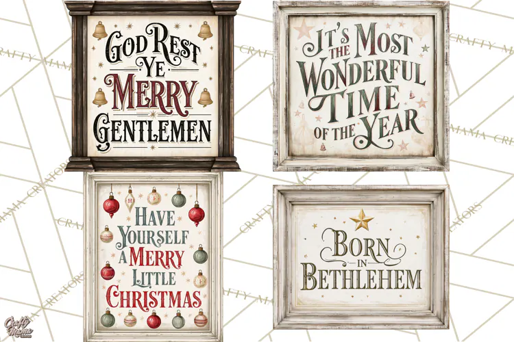 Christian Farmhouse Christmas Signs PNG