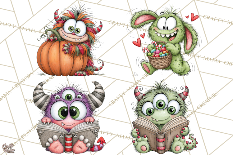 Halloween Monster Munchkins In Action PNG