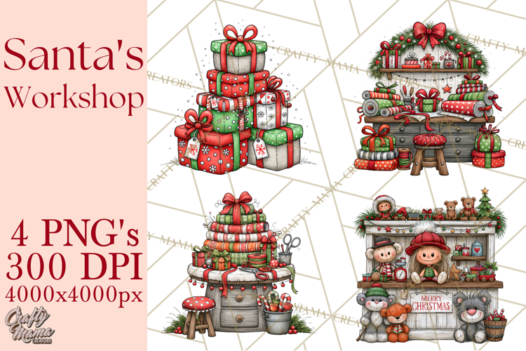 Santa Workshop Christmas Village PNG Clipart