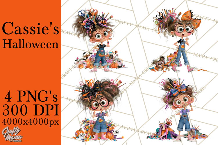 Cassie’s Halloween Cute Crafty Girl Clipart PNG