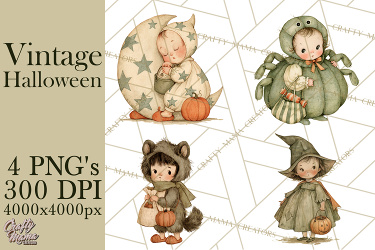 Retro Halloween Characters PNG Clipart, Vintage Halloween