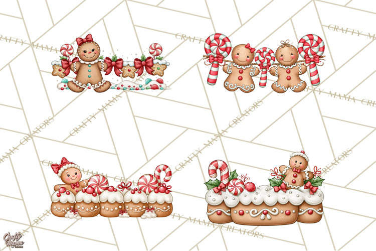 Downtown Gingerbread Town Christmas Frames PNG