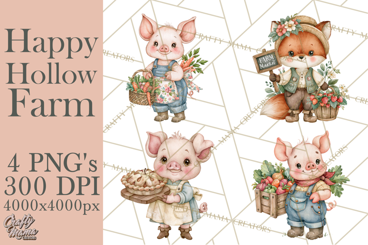 Happy Hollow Farm Animal Clipart PNG