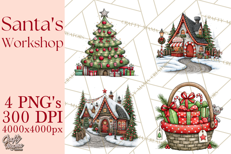 Santa Workshop Christmas Village PNG Clipart