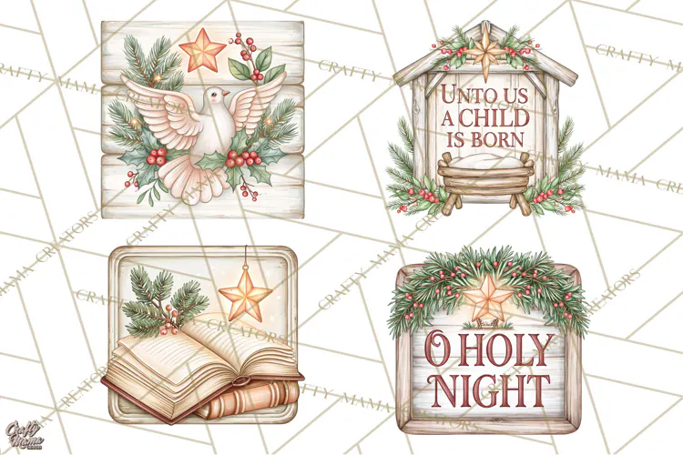 Religious Christmas Sign Clipart PNG | Nativity Designs