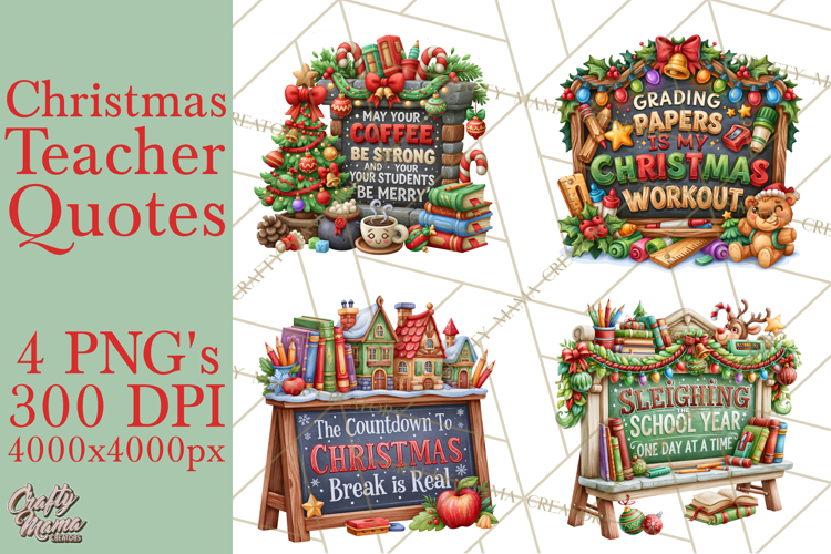 Christmas Teacher Chalkboard Quote PNG