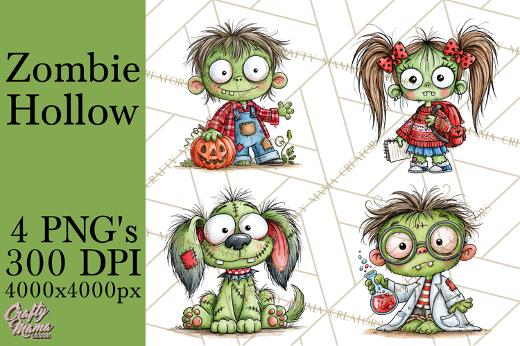 Zombie Hollow Cute Zombie Halloween Clipart PNG