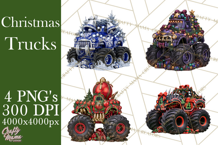 Christmas Monster Truck Clipart PNG example image 1