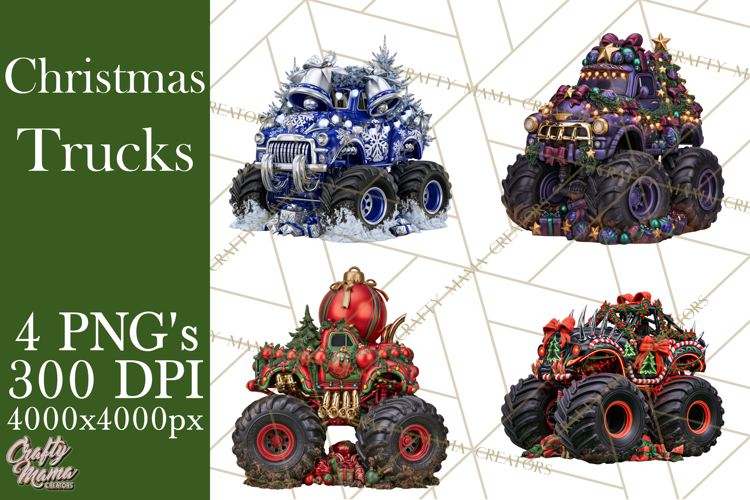 Christmas Monster Truck Clipart PNG