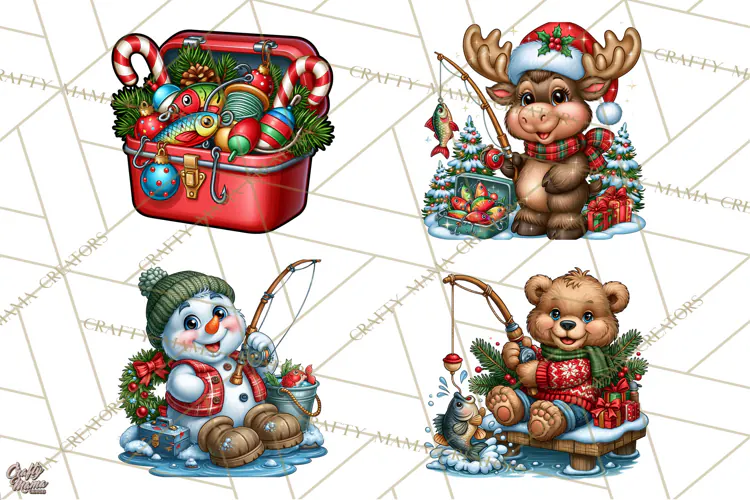 Christmas Fishing Clipart PNG
