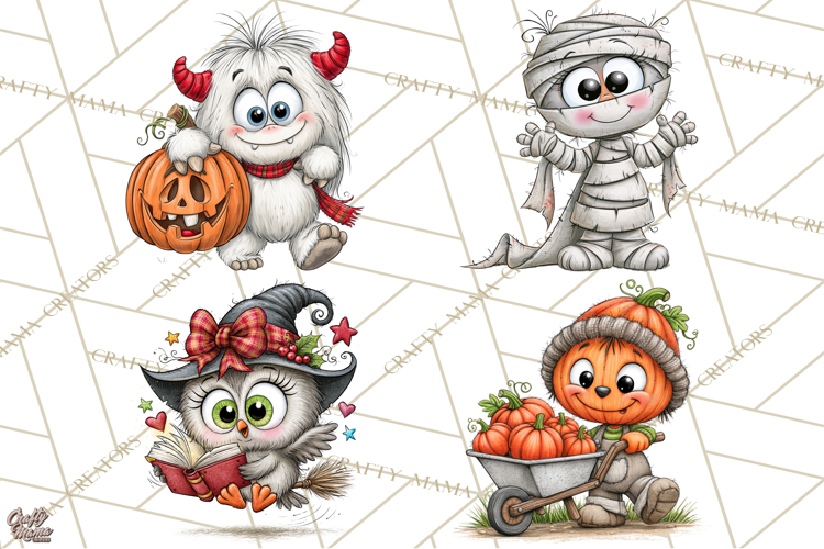 Halloween Monster Munchkins In Action PNG