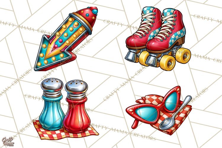 Retro Diner Clipart PNG 1950s Vintage Food Jukebox example image 1